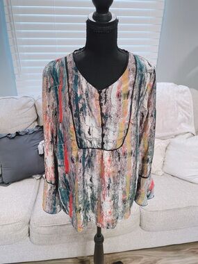 Tolani 100% Silk Pullover Blouse Size M